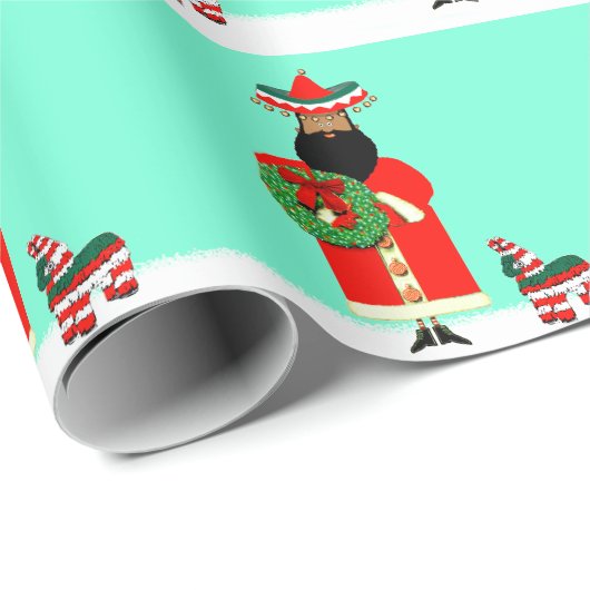 Papier Cadeau Cadeau de vacances Feliz Navidad (Coin rond)