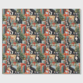 Papier Cadeau Cadeau de vacances Frenchi Père Noël Paws (Plat)