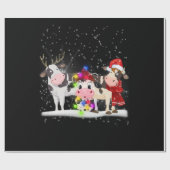 Papier Cadeau Cadeau de vache | Drôle Noël Vache famille neige (Plat)