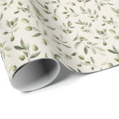 Papier Cadeau Cadeau de verdure de branche d'olive élégant (Coin rond)