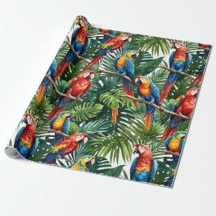 Papier Cadeau cadeau d'oiseau de perroquet de macaw tropicale Pa