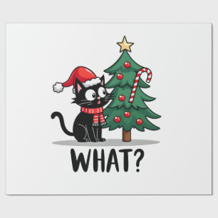 Papier Cadeau Cadeau drôle de chat noir renversant l'arbre de No