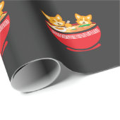 Papier Cadeau Cadeau drôle de Ramen d'Anime de Kawaii de chien (Coin rond)