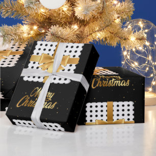 Papier Cadeau Cadeau élégant avec ruban doré et Pois