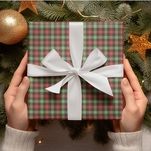 Papier Cadeau Cadeau élégant Rouge et Vert Lumineux