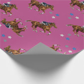 Papier Cadeau Cadeau enveloppant de cheval rose jockey design (Coin)