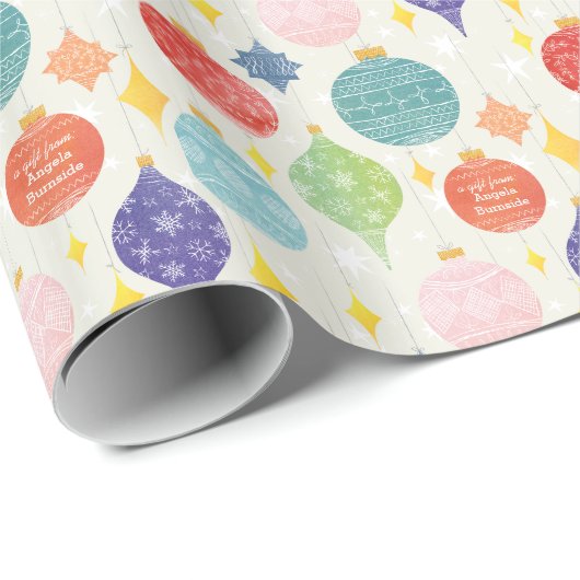 Papier Cadeau Cadeau fait sur commande des textes de Noël (Coin rond)