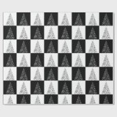 Papier Cadeau Cadeau Festif Noir et Blanc Arbre de Noël (Plat)