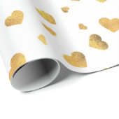 Papier Cadeau Cadeau Festive Gold Confetti Hearts (Coin rond)