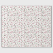 Papier Cadeau Cadeau floral rose et vert Preppy (Plat)