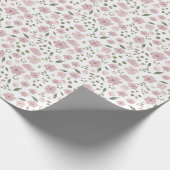 Papier Cadeau Cadeau floral rose et vert Preppy (Coin)