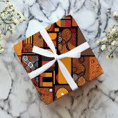 Papier Cadeau Cadeau Folk Tribal Rustique Patchwork Afro-América