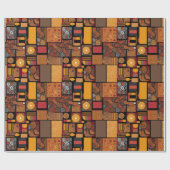 Papier Cadeau Cadeau Folk Tribal Rustique Patchwork Afro-América (Plat)