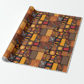 Papier Cadeau Cadeau Folk Tribal Rustique Patchwork Afro-América (Déroulé)