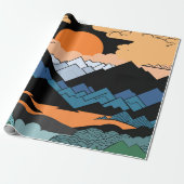 Papier Cadeau Cadeau géométrique du coucher de soleil Abstrait (Déroulé)