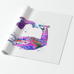 Papier Cadeau Cadeau Giraffe Maman Et Fille, Cadeau Amoureux De