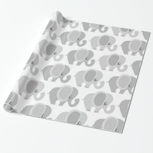 Papier Cadeau Cadeau gris neutre de douche d'éléphant de bébé