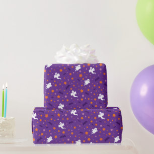 Papier Cadeau Cadeau Halloween Minimaliste Petit Fantôme et Étoi