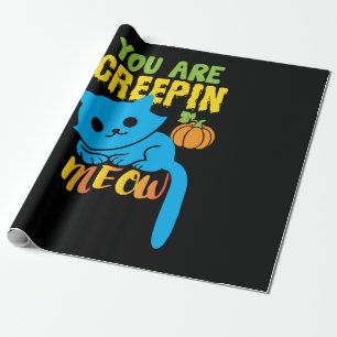 Papier Cadeau Cadeau Halloween   Tu Me Fais Creepin Meow Anniver