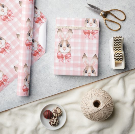 Papier Cadeau Cadeau lapin rose lapin (Artisanat)