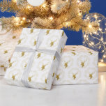 Papier Cadeau Cadeau moderne Gold Deer & Heart Wreath Christmas<br><div class="desc">Enveloppez votre cadeau spécial avec ce papier d'emballage chic motif cerf. Ce design présente un graphisme de cerfs à texture or élégant avec une couronne de coeur sur une couleur arrière - plan blanche. Carte de Noël et cadeaux correspondants sont disponibles dans ma boutique BaraBomDesign.</div>