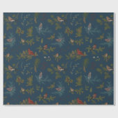Papier Cadeau Cadeau Motif aux oiseaux d'hiver (Plat)
