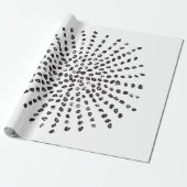 Papier Cadeau Cadeau Motif de Black and White Large Dot Burst (Déroulé)