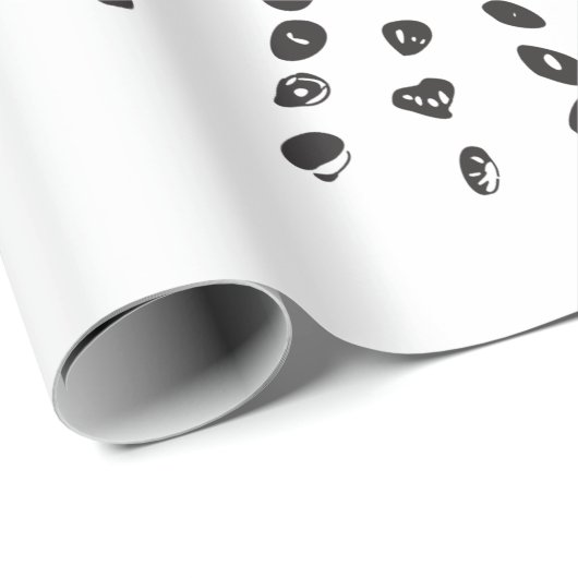 Papier Cadeau Cadeau Motif de Black and White Large Dot Burst (Coin rond)