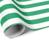 Papier Cadeau Cadeau Motif Green and White Stripes (Coin rond)
