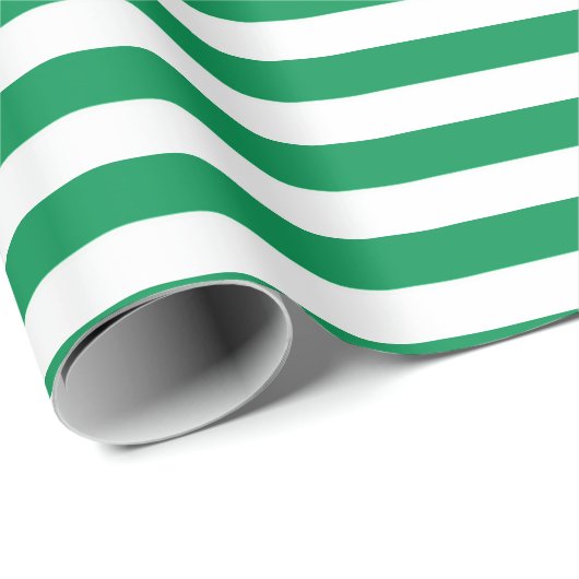 Papier Cadeau Cadeau Motif Green and White Stripes (Coin rond)