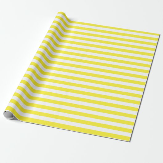 Papier Cadeau Cadeau Motif Lemon Yellow and White Stripes (Déroulé)