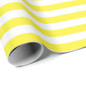 Papier Cadeau Cadeau Motif Lemon Yellow and White Stripes (Coin rond)
