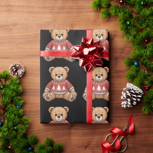 Papier Cadeau Cadeau Noël Teddy Bear Cute Xmas (Cadeau de vacances)