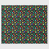Papier Cadeau Cadeau noir Confetti couleur arc-en-ciel géométriq (Plat)