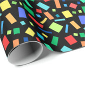 Papier Cadeau Cadeau noir Confetti couleur arc-en-ciel géométriq (Coin rond)