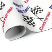 Papier Cadeau Cadeau personnalisé Checkered de joyeux (Coin rond)