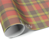 Papier Cadeau Cadeau personnalisé Red Plaid Kids Holiday Père No (Coin rond)