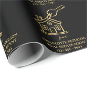 Papier Cadeau Cadeau pour clients de l'agence immobilière Black  (Coin rond)