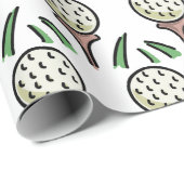 Papier Cadeau Cadeau pour golfeur - Balles de golf géantes sur t (Coin rond)