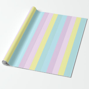 Papier Cadeau Cadeau rayé couleurs pastel jaune bleu violet