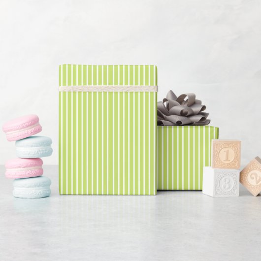 Papier Cadeau Cadeau rayures vertes et blanches mignon prep (Baby Shower)