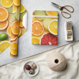 Papier Cadeau Cadeau réaliste de tranche de citrus juteuse
