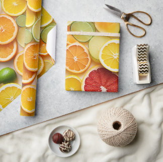 Papier Cadeau Cadeau réaliste de tranche de citrus juteuse