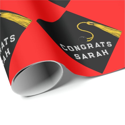 Papier Cadeau Cadeau Red Graduation (Coin rond)