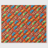 Papier Cadeau Cadeau rouge fait sur commande de motif de camion (Plat)