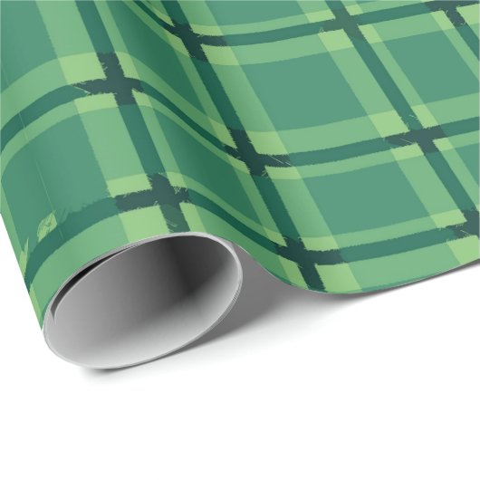 Papier Cadeau Cadeau simple Motif Tartan Vert (Coin rond)