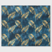 Papier Cadeau Cadeau Tropical Élégant Métallisé Bleu (Plat)