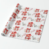 Papier Cadeau Cadeaux classiques hiver rouge et vert (Déroulé)