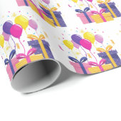 Papier Cadeau Cadeaux d'anniversaire (Coin rond)