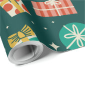 Papier Cadeau Cadeaux d'aquarelle Noël Présents Papier d'envelop (Coin rond)